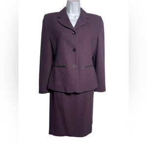 Amanda Smith suit size 6 petite eggplant purple & black stunning‎ skirt suit 💜